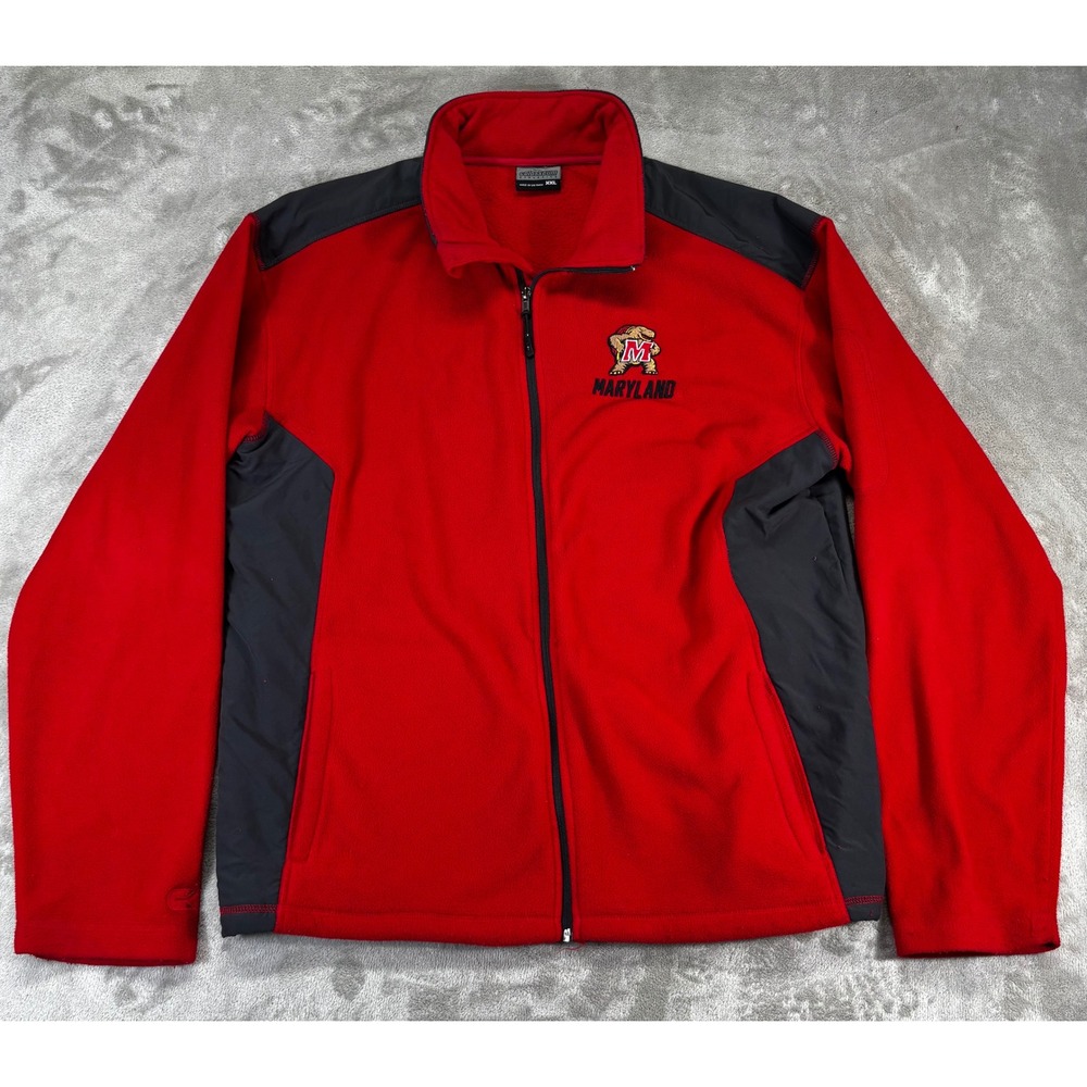 Colosseum Maryland Terrapins Jacket Mens 2XL XXL Red Fleece Full Zip Embroidered